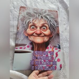 🌲BUY 1 GET 1 FREE 🌲 Whimsical Elderly Woman Metal Sign